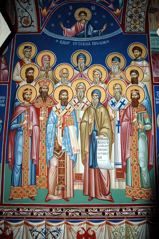 Храм Благовещения Пресвятой Богородицы. Фреска «Собор Сербских святых»