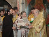 Святейший Патриарх Алексий II с настоятелем афонского Ватопедского монастыря архимандритом Ефремом