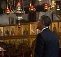Barack Obama visits the Church of Nativity of Christ in Bethlehem