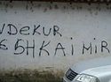 Insulting graffiti on the walls of Serbian Convent in Kosovo