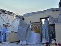 Orthodox Christians of Donbass praying on ruins of their churches