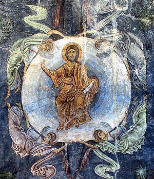 The Lord's Ascension. Mid 11th century. Fresco of the St. Sophia Church in Ohrid.