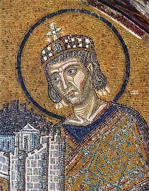Святой равноапостольный император Константин Великий.<br>Мозаика собора Св. Софии в Константинополе