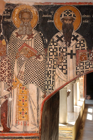 Святители Афанасий и Кирилл Александрийские. Монастырь Дионисиат. Святая Гора Афон. Фото: А.Поспелов / Православие.Ru