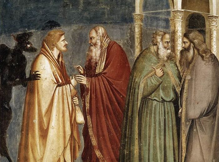Giotto di Bondone. Judas's betrayal.
