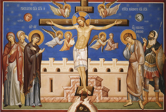 The Crucifixion. Fresco by Dm. Mironenko.