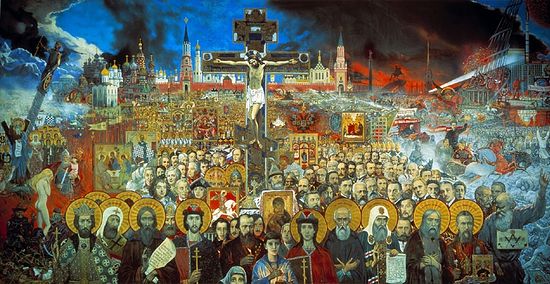 Загрузить увеличенное изображение. 840 x 431 px. Размер файла 181954 b.
 И.Глазунов. Вечная Россия. 1988 