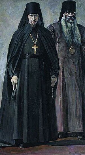 Иеромонах Пимен и епископ Антоний. Павел Корин. 1935 г.