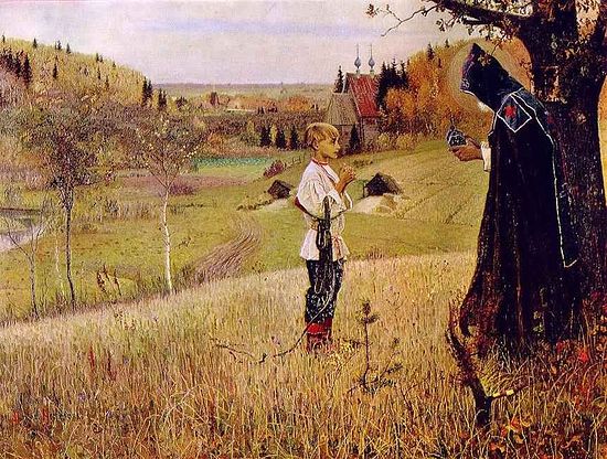 Vision of Young Bartholemew. A painting by Mikhail Vasilievich Nesterov (1862-1942).