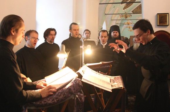 Male choir, seminarians.