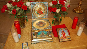 Relics of St. Vladimir the Great are displayed at St. Herman's Orthodox Church.