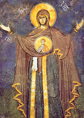 Образ Божией Матери «Оранта». Фреска. Сербия. XIV в.