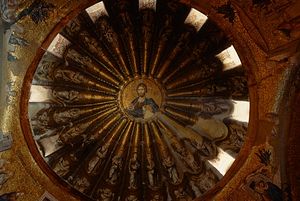 Christ Pantocrator and Genealogy of Christ Mosaic in Kariye Camii in Istanbul. Photo by Paul H. Kuiper.