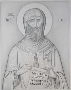 Икона прп. Антония, написанная монахом Антонием