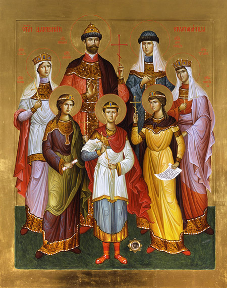 Святые Царственные страстотерпцы. Икона, написанная сестрами Ново-Тихвинского женского монастыря