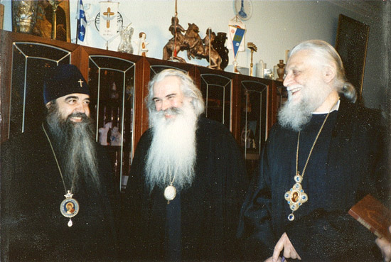 Metropolitan Philaret (Bakhromeev), Metropolitan Pitirim (Nechaev), and Bishop Basil (Rodzianko). Photo by the author.