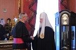 Apostolic Nuncio to the Russian Federation Archbishop Antonio Mennini says goodbye to His Holiness Patriarch Kirill