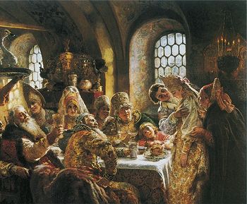 Boyar wedding feast in the 17the century. Constantine Makovsky, 1883.