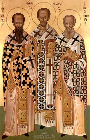 St. Basil the Great, St. John Chrysostom, and St. Gregory the Theologian.