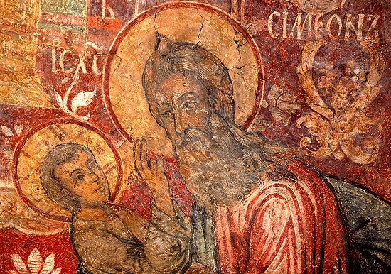 The Meeting of the Lord. Detail of fresco, Sretensky Monastery