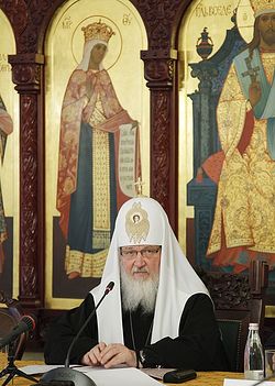 Загрузить увеличенное изображение. 546 x 767 px. Размер файла 141585 b.
 His Holiness Patriarch Kirill of Moscow and All Russia, in Sretensky Monastery.