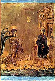 Благовещение. Икона. XII в. Монастырь св. Екатерины, Синай