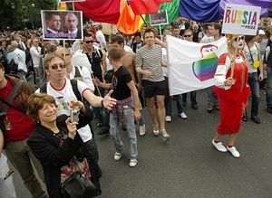 A Gay Pride parade in Berlin, calling on Russia to legalise gay marriage. A proposed Gay Pride parade set for ten days' time in Moscow has been banned by city authorities.