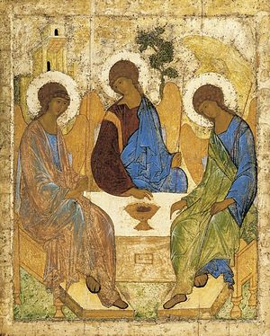 Icon of the Holy Trinity, by St. Andrei Rublev.