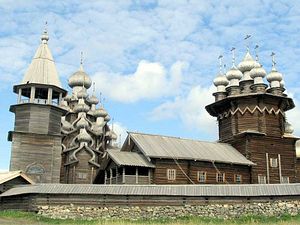 Church complex in Kizhi, northern Russia, built in the traditional manner, without nails.