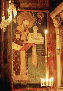 Святой король Стефан Дечанский. Фреска в храме Вознесения Господня. Монастырь Високи Дечани