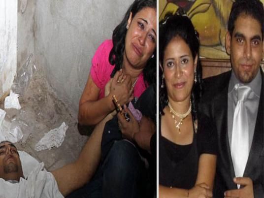 From right to left, Michael and Vivian engaged, behind them the classic icon of St. Mark the apostle, two months before the massacre. Next, Vivian and her fiancé after the genocide, mourning while holding her wooden cross and Michael’s hand on the floor of the inundated Coptic hospital.
