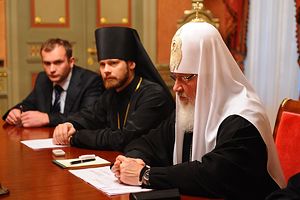 Загрузить увеличенное изображение. 1200 x 800 px. Размер файла 172615 b.  Fr. Phillip and His Holiiness Patriarch Kirill of Moscow and All Russia.