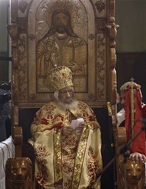 Pope Shenouda III at the Christmas Eve service on January 6, 2012. г. AP Photo/Maya Alleruzzo. 