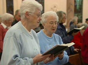 Catholic nuns hold a prayer service against human trafficking.