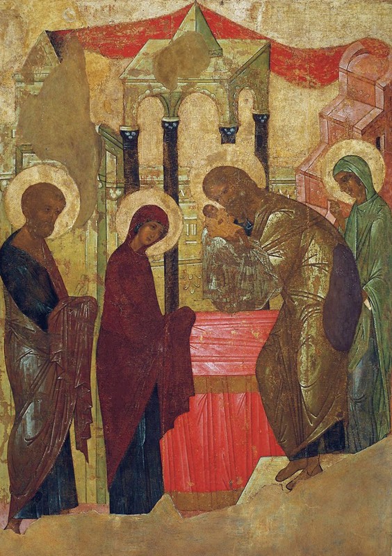 1408, Andrei Rublev group. From the iconostasis of the Dormition Cathedral, Vladimir. Russian State Museum.