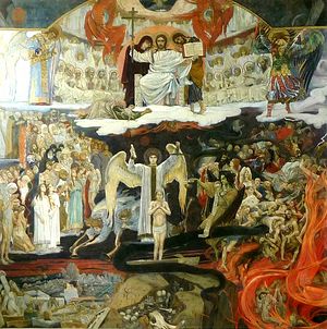 Загрузить увеличенное изображение. 800 x 806 px. Размер файла 749352 b.  Васнецов В.М. Страшный суд. Фреска Владимирского собора г. Киева