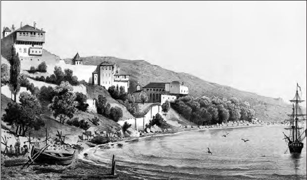 The Monastery of St. Panteleimon as it appeared in the 19th century.