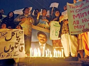 A candle light vigil held for Shahbaz Bhatti. 