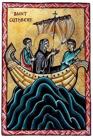 Святой Кутберт в лодке. Автор: Айдан Харт