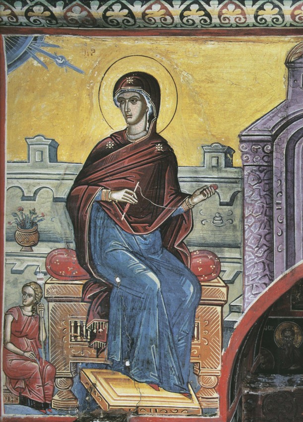Благовещение, Пресвятая Дева. XVI в. Афон, монастырь Дионисиат