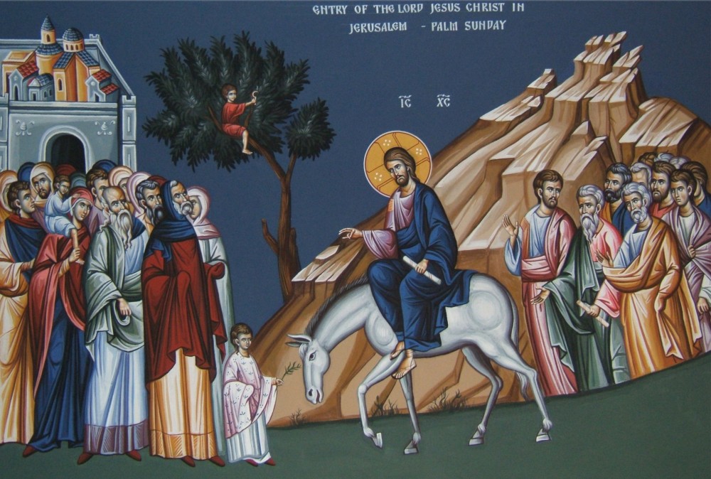 The Entry of the Lord into Jerusalem. Holy Trinity Serbian Orthodox Church, Butte, Montana, USA 