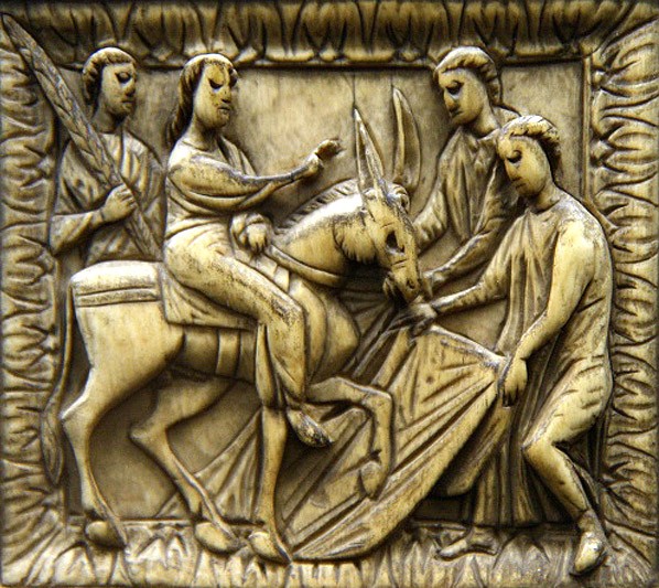The Entry of the Lord into Jerusalem. 5th c.. Detail of a diptych. Treasure of the Milan Cathedral.