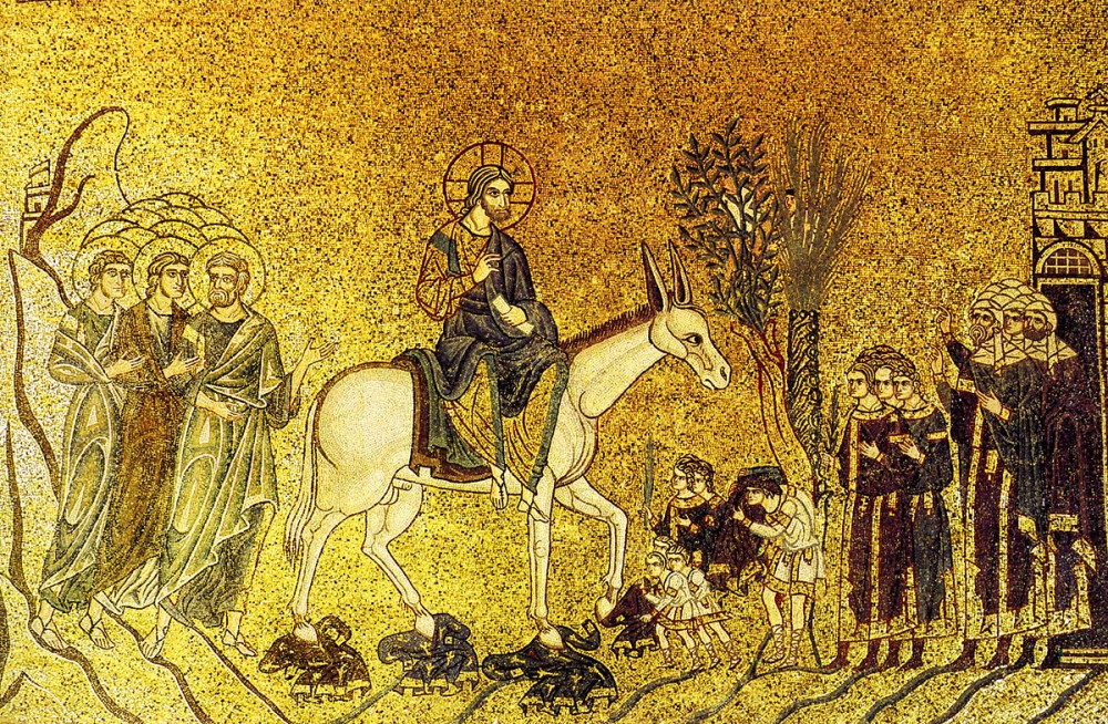 The Entry of the Lord into Jerusalem. Mosaic, Cathedral of St. Mark, Venice, Italy.