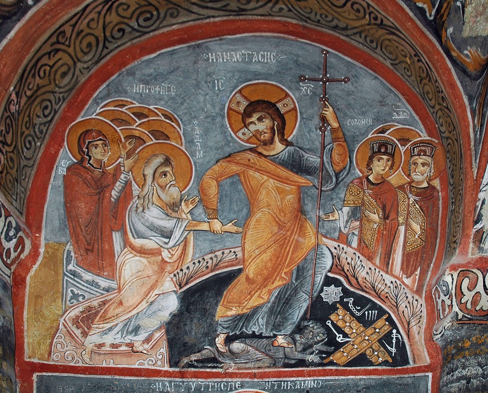 Christ's descent into hell. Fresco of a cave church in Cappadocia. 11th.