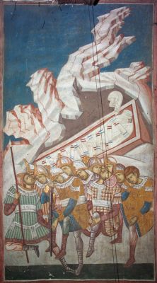 The guards sleeping by the empty tomb of Christ.