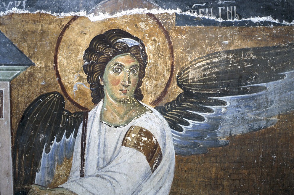 The White Angel. A fresco in the monastery in Milesevo, Serbia. 8th c. Fragment.