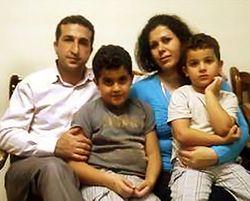 Christian pastor Youcef Nadarkhani with his wife, Fatema Pasindedih, and his two sons, Daniel, age 9, and Yoel, age 7.