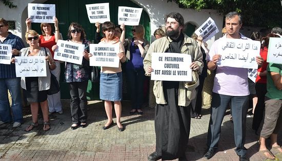 Demonstration against the destruction of Dormition of the Mother of God Church, June 4, 2012. 