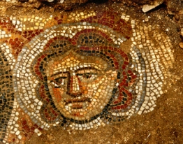 This mosaic of the biblical character Samson was found during an archaeological dig at the ancient village of Huqoq in Israel.