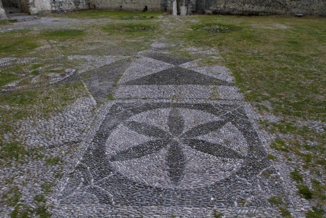 Tiles in the courtyard of the abandoned Greek Orthodox church in Kayaköy. 